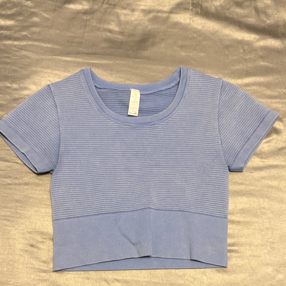 Aerie Light Blue Ribbed Crop Top